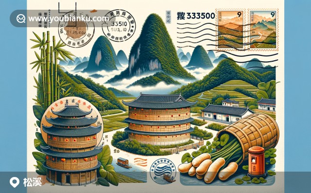 松溪縣風(fēng)光：郵票、郵戳下的武夷山脈、福建土樓與竹筍特色