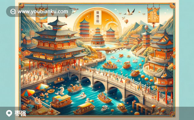 棗強(qiáng)縣郵票插圖：水上樂園、大紅棗與郵政元素展示