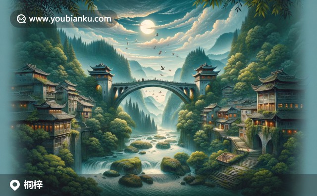 桐梓縣郵局信封：古橋、茶園風(fēng)光與苗族銀飾，郵政編碼563200，現(xiàn)代藝術(shù)風(fēng)格