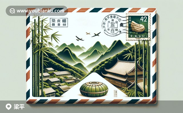 重慶梁平：航空信封上的郵票郵戳與壯麗風(fēng)景，展現(xiàn)梁平竹海、武陵山及雙桂糕文化