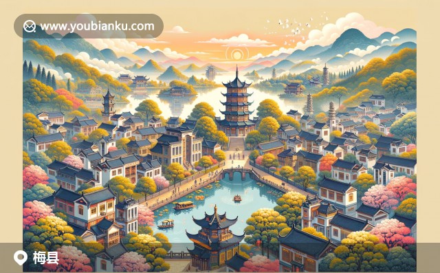 梅縣航空明信片：郵筒上的514700郵編，展現(xiàn)梅州文化與自然風光