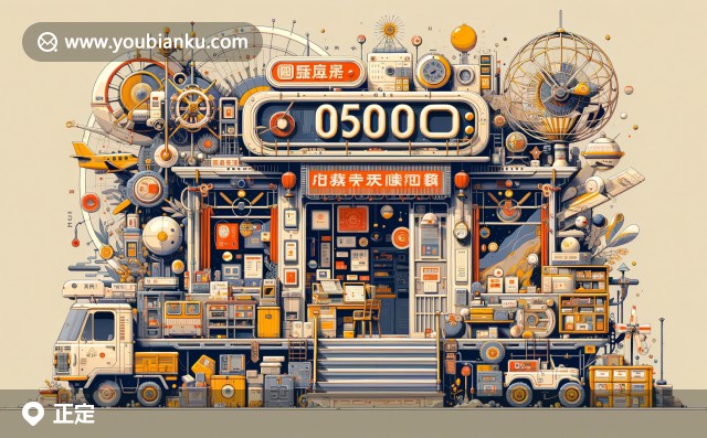 航空信封上的正定郵編（050800）與古城墻、寧遠(yuǎn)樓和特色小吃郵票的中國傳統(tǒng)風(fēng)情