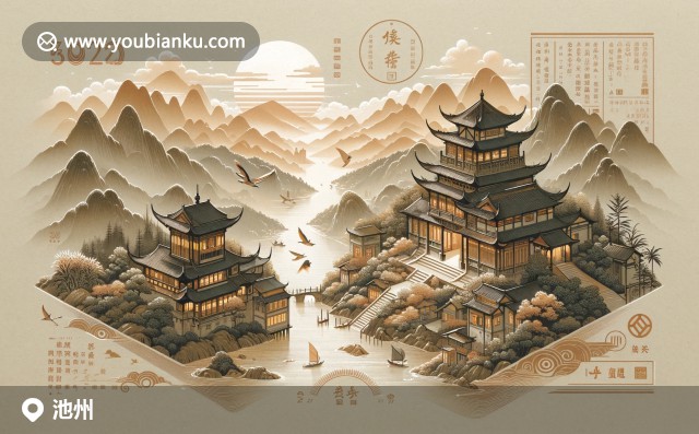 池州特色明信片，絢麗九華山風景與古樸文化元素，彰顯池州獨特魅力