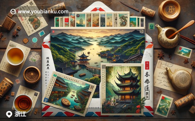 浙江文化與自然景觀的多元融合：西湖、良渚古城和龍井茶，展示郵政傳統(tǒng)