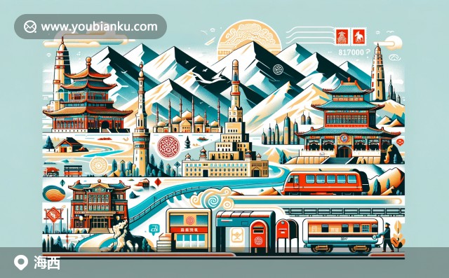 海西蒙古族藏族自治州自然景觀與藏族文化融合，呈現(xiàn)茶卡鹽湖、青海湖與飛翔的鳥類