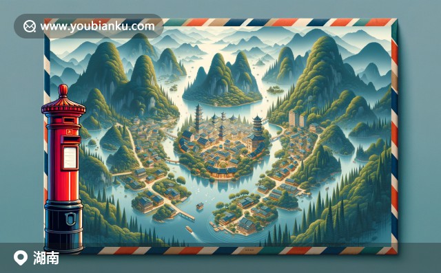 湖南自然山水與郵政文化的完美融合：怪石奇峰、湘繡和航空郵件信封