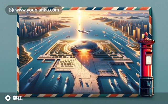 湛江地域特色與郵政文化巧妙融合，展示湖光巖、金沙灣和人龍舞，體現(xiàn)豐富的地域文化