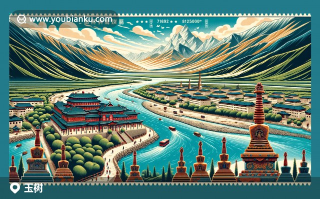 青海省玉樹的標志性元素郵編815000：文成公主寺、野生動物與現(xiàn)代藝術(shù)風(fēng)格的自然美景