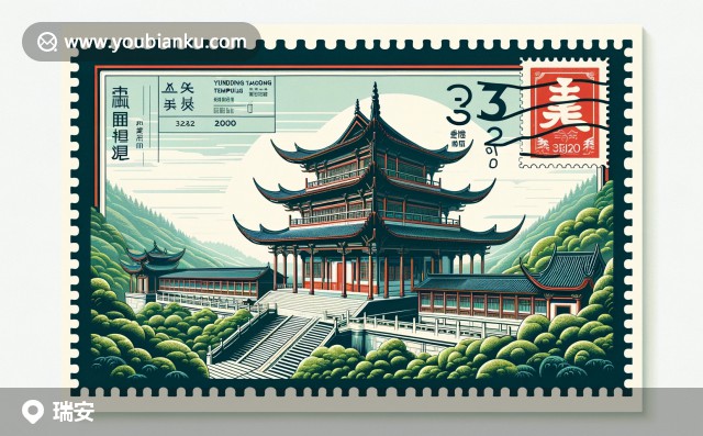 插畫：瑞安古戲臺、柑橘園與郵政郵票元素，展示當(dāng)?shù)貍鹘y(tǒng)與現(xiàn)代的交融