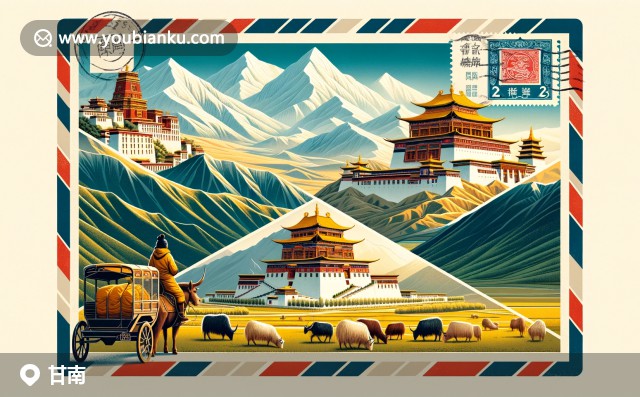 現(xiàn)代插畫中的甘南特色 - 傳統(tǒng)建筑、丹頂鶴與農(nóng)田郵遞藝術(shù)明信片