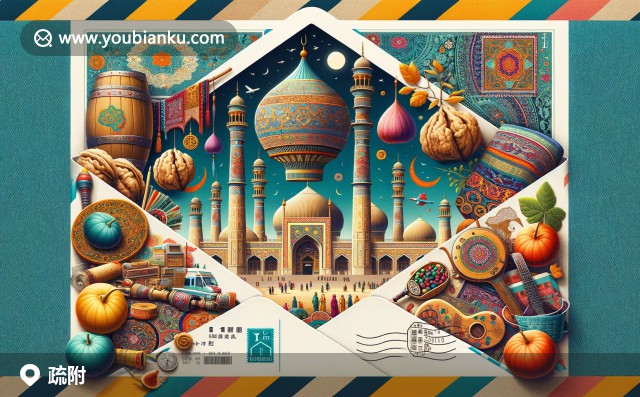 新疆維吾爾自治區(qū)喀什疏附縣伊德卡清真寺、維族樂器與手工藝品郵票圖案