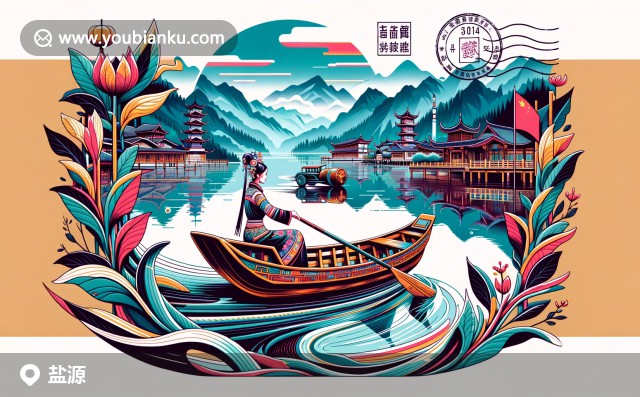 瀘沽湖上的摩梭船與土豆田 - 鹽源縣615700郵戳郵票藝術(shù)展示