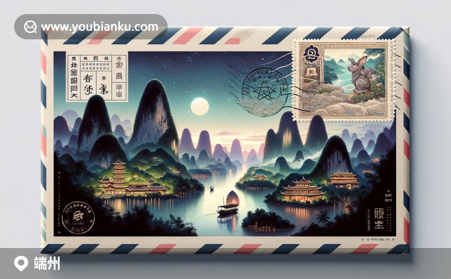 復(fù)古航空郵件信封上的七星巖、鼎湖山及端州硯 - 端州區(qū)地域特色郵票藝術(shù)