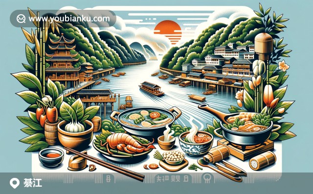 重慶市綦江縣明信片：綦江大橋橫跨拉市海，辣椒元素彰顯地方特色