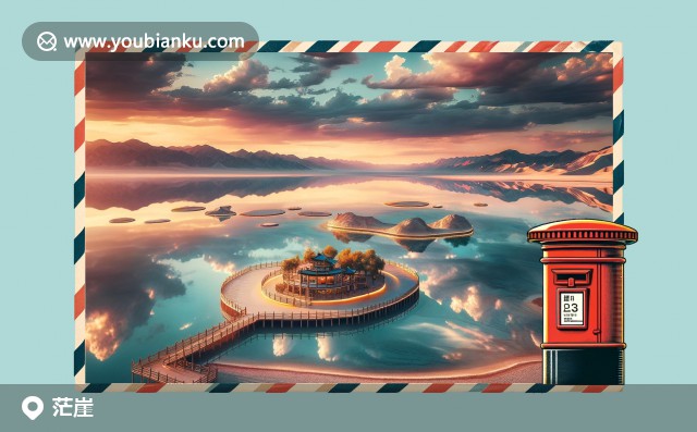 茫崖鹽湖風(fēng)景郵票 - 明信片上的翡翠湖、雅丹地貌與胡楊林