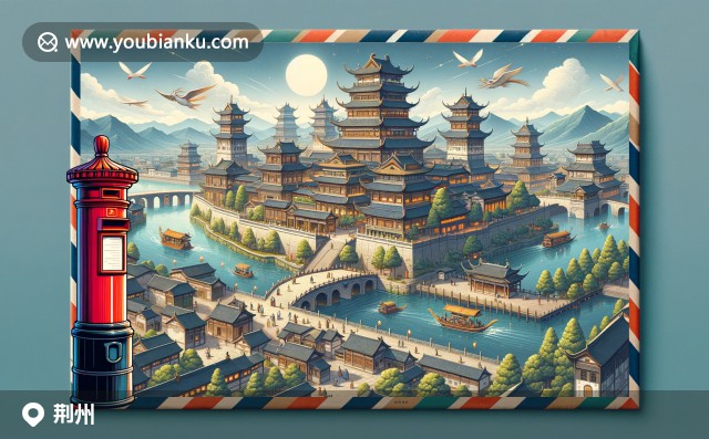 荊州古城航空視角：郵編434020，融入傳統(tǒng)元素與郵政文化