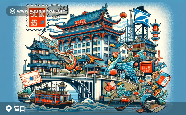 營口鍋溝冰瀑美景與郵政元素的巧妙融合，展現(xiàn)東北冬日魅力與中國傳統(tǒng)文化特色