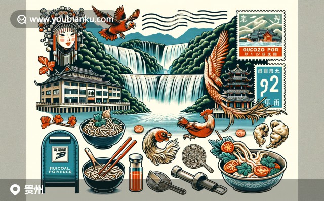 貴州自然風(fēng)光與民族文化特色的完美融合，展示黃果樹(shù)瀑布、西江千戶(hù)苗寨和貴陽(yáng)美食絲娃娃