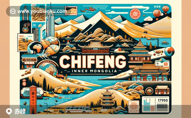 內(nèi)蒙古赤峰市的地域文化與郵政元素巧妙融合，展現(xiàn)紅山文化博物館和特色美食