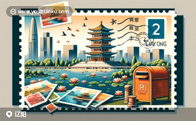 遼寧遼陽(yáng)：白塔公園白塔、京劇表演及遼陽(yáng)熏雞 - 現(xiàn)代郵票與特色郵戳111200