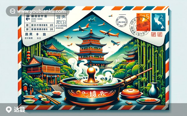達(dá)州鐘樓、翠綠竹林與熱氣騰騰火鍋的郵遞藝術(shù) - 郵政編碼635000的達(dá)州風(fēng)情