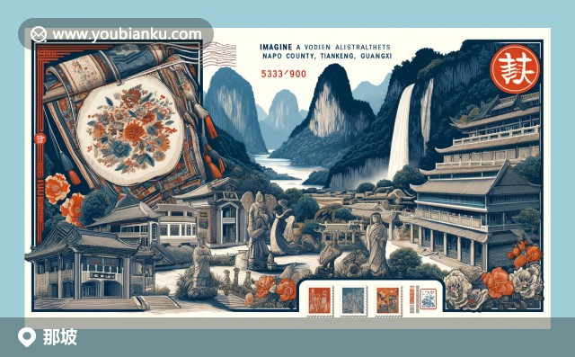 壯鄉(xiāng)那坡：田園豐收，郵政元素展示的533900郵編信封與中國郵戳