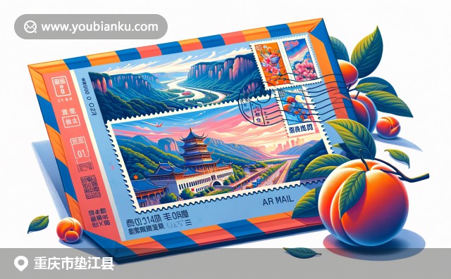 重慶墊江縣景觀：龍崗地質(zhì)公園、墊江桃和磁器口古鎮(zhèn)，復古航空郵件明信片融合當?shù)匚幕? title=