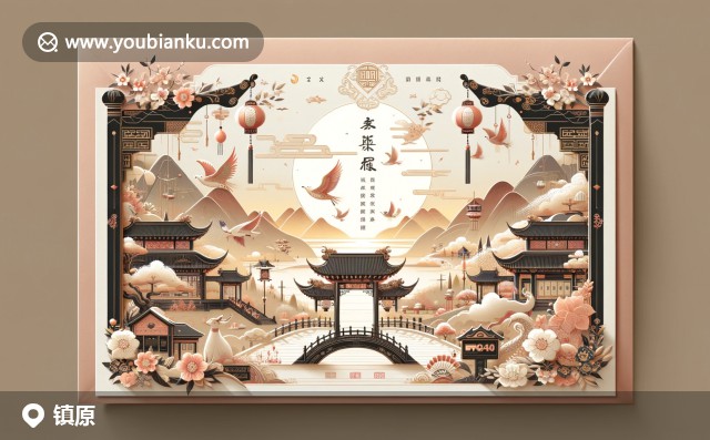 甘肅省慶陽市鎮(zhèn)原縣744500郵編插畫：羊皮鼓舞、祭山會與郵政特色明信片