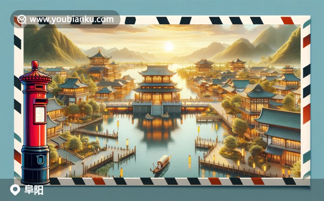 阜陽(yáng)地方特色與郵政元素巧妙融合，展現(xiàn)潁州西湖美景與阜陽(yáng)粉雞風(fēng)味
