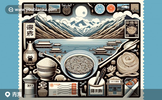 青海傳統(tǒng)文化與郵政元素完美融合，展現(xiàn)富有藝術(shù)韻味的明信片，呈現(xiàn)花兒民歌、唐卡繪畫和青海拉面等特色